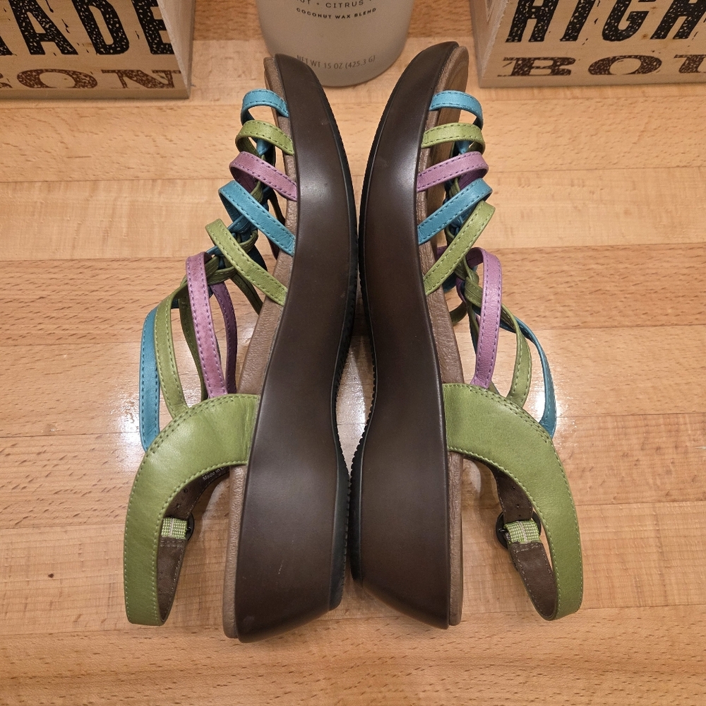 Dansko Dana Multicolored Leather Wedge Sandals Womens Size 40 - Picture 5 of 11